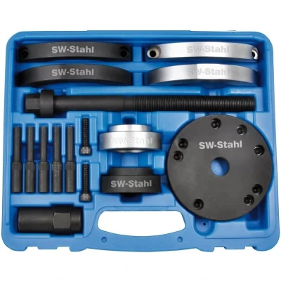 Afbeelding van SW Stahl 301050L compacte lagergereedschapset 16 delig I voertuiggereedschap VAG voertuiggereedschapset voor het monteren en verwijderen van de lagereenheden