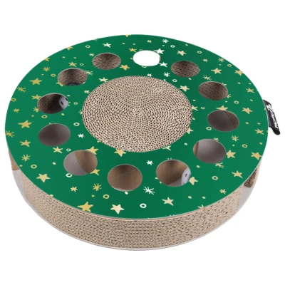 Afbeelding van District 70 WHIRL CARDBOARD SCRATCH TOY 33X33X6 CM CHRISTMAS EDITION GREEN