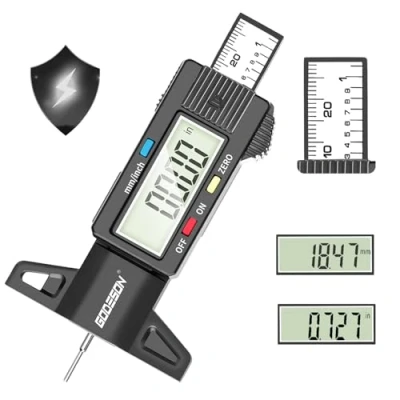 Afbeelding van GODESON digitale bandenprofieldieptemeter, bandenprofieldieptemeter met groot LCD display, voor motorfiets, auto, vrachtwagen in inches/mm