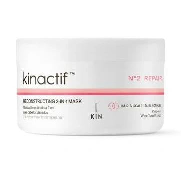 Afbeelding van Kin Cosmetics Masker Kinactif Reconstructing 2 in 1 Mask 200ml Voor Beschadigd Haar