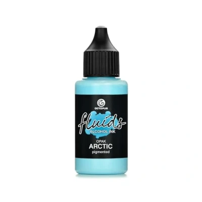 Afbeelding van 30 ml Fluids Alcohol Inkt OPAK ARCTIC, gepigmenteerde alcoholische inkt, die lichte en donkere oppervlakken bedekt, voor Fluid Painting + Resin Art epoxy hars, BLAUW