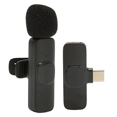 Afbeelding van Draadloze Lavaliermicrofoon, K8 USB C Mini reversmicrofoon Plug play Microfoon 6 10 Uur Stand bytijd voor Telefoon PC Tablet Vlog Video opname