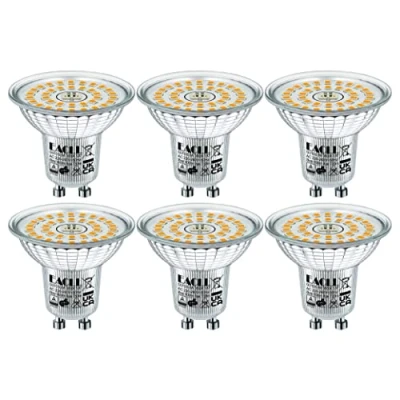 Afbeelding van EACLL GU10 LED warm wit 6W vervangt 60W halogeenlampen, verpakking van 6 stuks. 3000K 735 lumen gloeilampen, AC 230V flikkervrije spot, stralingshoek 120 niet dimbaar korte reflectorlampen