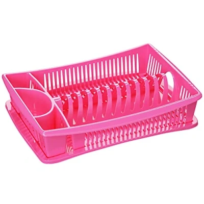 Afbeelding van quantio Wellgro afdruiprek, afdruipbak, made in Europe, kleur: roze
