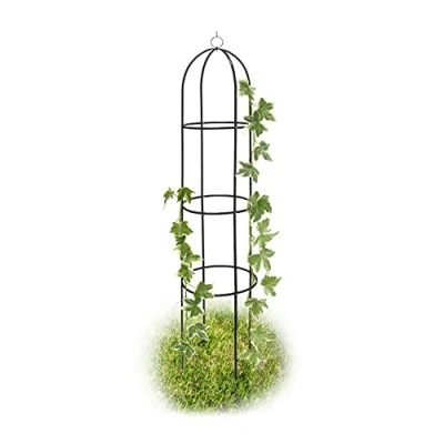 Afbeelding van Relaxdays rankhulp obelisk metaal rozenboog tuindecoratie 190 cm plantensteun
