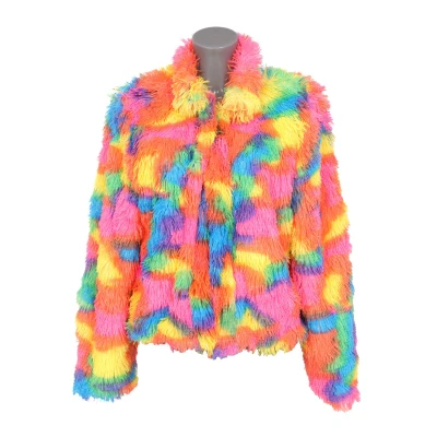 Afbeelding van Bontjas dames Multicolor Maat L/XL