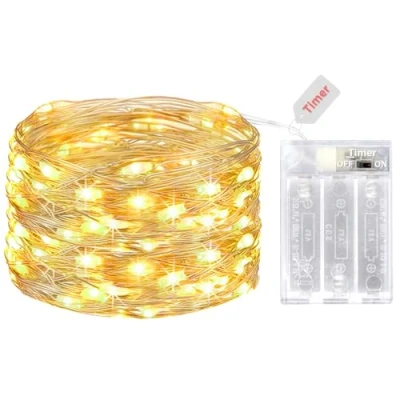 Afbeelding van Litogo 50 LED Batterij Aangedreven Fairy Lichten, 5 Meter Lengte, Warm Wit
