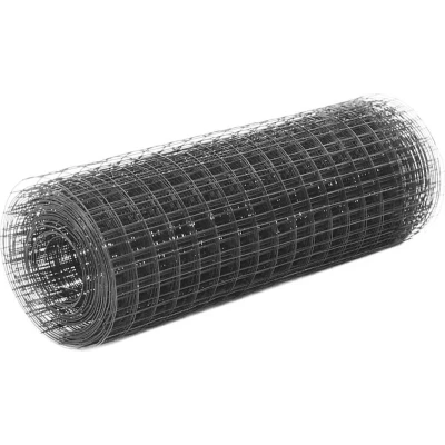 Afbeelding van vidaXL Kippengaas 25x0,5 m staal met PVC coating grijs