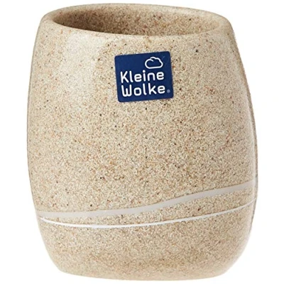 Afbeelding van Kleine Wolke Stones tandenborstelbeker, hars, zandbeige, 8,5 x 9,5 cm