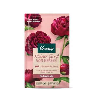 Afbeelding van Kneipp Badkristallen Kleine groet van hart, badzout met diepzout en de combinatie pioenrozenextract verzorgende cameliaolie, een moment geborgenheid, 60 g