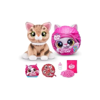 Afbeelding van Pets Alive Smitten Kittens Surprise, Ginger, Nurture Play, Soft Toy Unboxing, interactief, 10 geluiden, ultrazachte knuffels, Adopt Electronic Pet Kitten (Ginger)