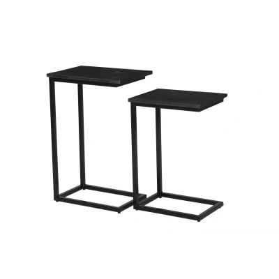 Afbeelding van Livingfurn Jordy Norris salontafel set van 2 42x28x65cm / 34x27x55cm zwart Hout