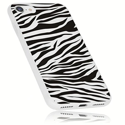 Afbeelding van mumbi Hoes voor mobiele telefoon, compatibel met iPhone SE 2022/SE 2020/7/8, dubbele grip zebramotief, transparant wit