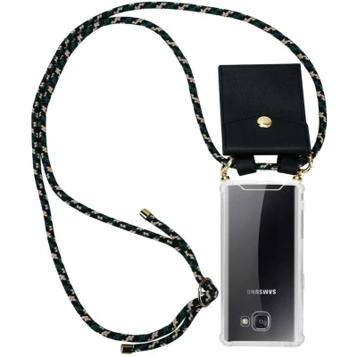 Afbeelding van Cadorabo Hoesje geschikt voor Samsung Galaxy A5 2016 in CAMOUFLAGE Silicone Mobiele telefoon ketting beschermhoes met gouden ringen, koordriem en afneembare etui