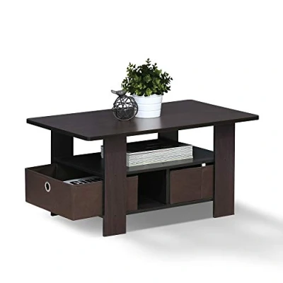 Afbeelding van Furinno Andrey Salontafel met lade, donker walnoothout