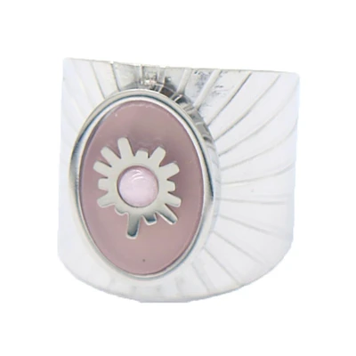 Afbeelding van Ring met Roze Steen RVS One Size Zilverkleurig