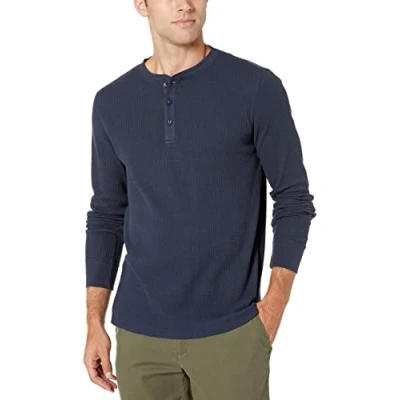 Afbeelding van Amazon Essentials Heren Regular fit Long Sleeve Waffle Henley,marineblauw,XS