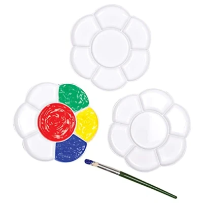 Afbeelding van Baker Ross AF994 Bloemverf Plastic paletten met 7 putten voor schilderen en kinderen kunst ambachten projecten (Pack van 3), 17cm, wit