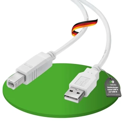 Afbeelding van conecto USB 2.0 kabel/printerkabel, A stekker naar B stekker, 480 Mbit/s, wit, 1,80 m