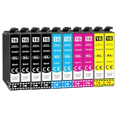 Afbeelding van Jhaan 16XL inktcartridges, compatibel met Epson 16 XL cartridges, Workforce WF 2630, 2760, 2510, 2660, 2010, 2750, 2650, 2540, 2530 (zwart, cyaan, magenta, geel, verpakking van
