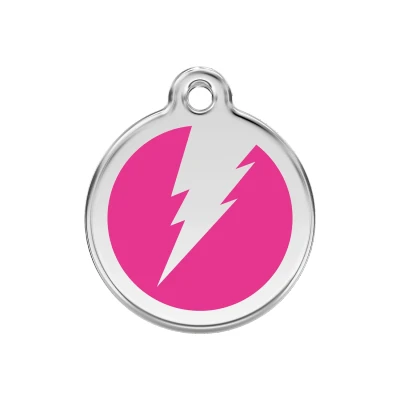 Afbeelding van Flash Hot Pink roestvrijstalen hondenpenning medium/gemiddeld dia. 3 cm RedDingo
