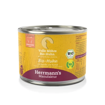 Afbeelding van Herrmann&#039;s Bio Selection kat Kip met wortel 200 gr. per 12 stuks