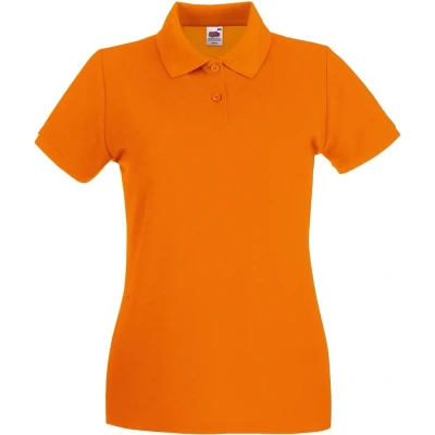 Afbeelding van Fruit Of The Loom Dames Fit Premium Poloshirt Met Korte Mouwen (Oranje) Maat L