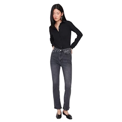 Afbeelding van Trendyol Zwarte Duurzamere Bootcut Jeans Met Hoge Taille Twoaw23Je00356