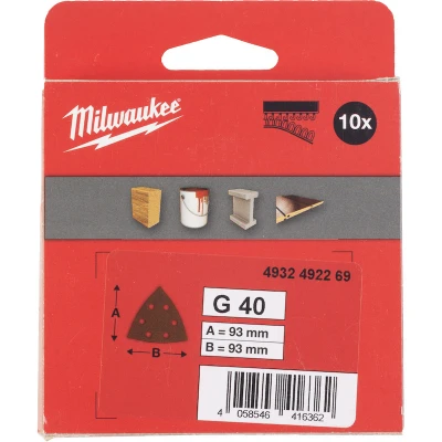 Afbeelding van Milwaukee Accessoires Delta Schuurpapier 93x93/6 HL G40 10 stuks 4932492269