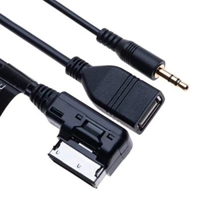 Afbeelding van AMI MDI naar AUX 3,5 mm USB Music Media Interface Kabel Adapter Compatibel met Audi A6L Q5 Q7 A8 S5 A5 A4L VW Volkswagen GTI CC Skoda Fabia Octavia autoradio 0,4m