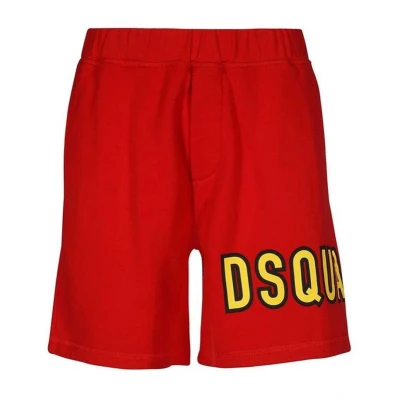 Afbeelding van Cotton Shorts with Elastic Waist and Contrast Logo Red