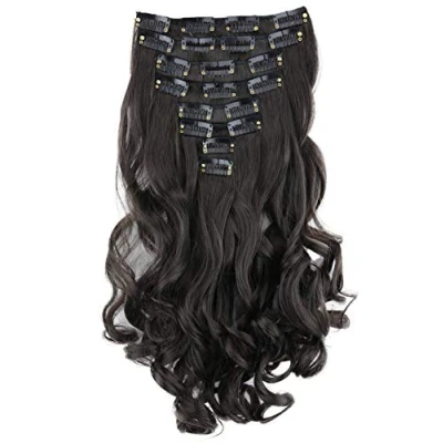 Afbeelding van CAISHA XL 45cm 7 Delige Set CLIP IN EXTENSIONS Haarextensies Haarstukje Golvend Chocoladebruin CE24 1