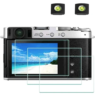 Afbeelding van ULBTER X E4 schermbeschermer voor Fujifilm X100VI X100V Fuji XE4 camera &amp; Hot Shoe Cover, 0,3 mm 9H hardheid gehard glas Saver Anti Scrach Vingerafdruk Bubble [3 stuks]