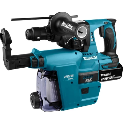 Afbeelding van Makita DHR243T3JW 18V Li Ion Accu SDS plus Combihamer Incl. Snelspanboorkop En Stofafzuiging Set (3x 5.0Ah Accu) In Mbox 2J Koolborstelloos