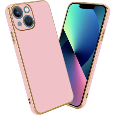 Afbeelding van Cadorabo Hoesje geschikt voor Apple iPhone 14 PLUS in Glossy Roze Goud Beschermhoes Case Cover van flexibel TPU silicone en met camerabescherming