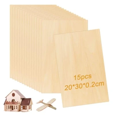 Afbeelding van Sporgo 15 stuks houten plaat multiplex: 30 x 20 cm multiplexplaat, 2 mm dik multiplex, platen voor knutselen, doe het zelf houtbewerking, laserbewerking, brandschilderen,