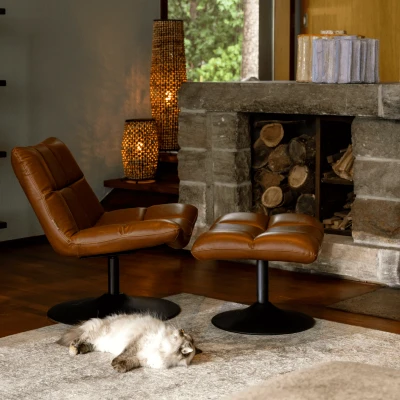Afbeelding van Dutchbone Loungestoel Bar Vintage PU leer