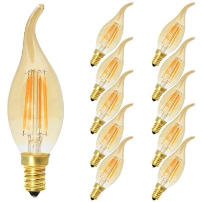 Afbeelding van 10X E14 Vintage LED Dimbaar Filament Windstoot kaarslamp, 4 W vervangt 40 watt gloeilamp, warmwit 2700 K, CRI &gt; 80, 400 lm