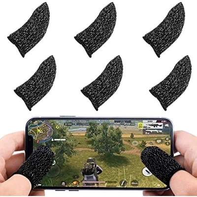 Afbeelding van Newseego PUBG Mobile Game Finger Sleeve [6 Pack], Touch Screen Breathable Anti Sweat Sensitive Shoot and Aim Keys for Rules of Survival/Knives Out Android &amp; IOS (Black)