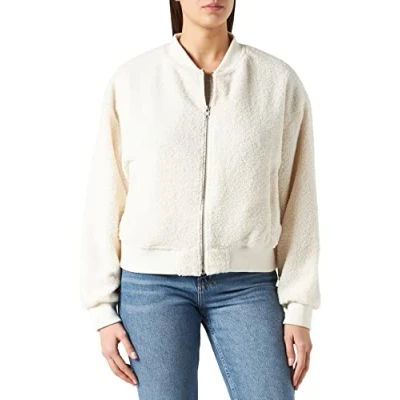 Afbeelding van Urban Classics Ladies Oversized Sherpa Bomber Jacket Fleecejas, Dames, Maat: 3XL, Whitesand