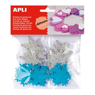 Afbeelding van Apli Kids Zelfklevende Glitter Sneeuwvlokken, Blister Met 22 Stuks Knutselmateriaal