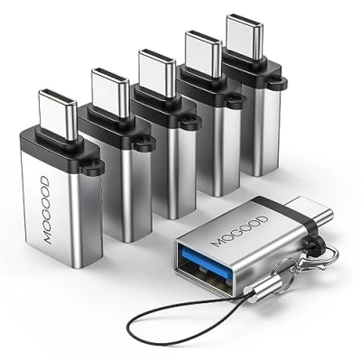 Afbeelding van MOGOOD USB C naar Adapter Man 3.0 Female Converter Compatibel met Laptops, mobiele telefoon, laders,en andere apparaten Type (6 Pack, Zilver)