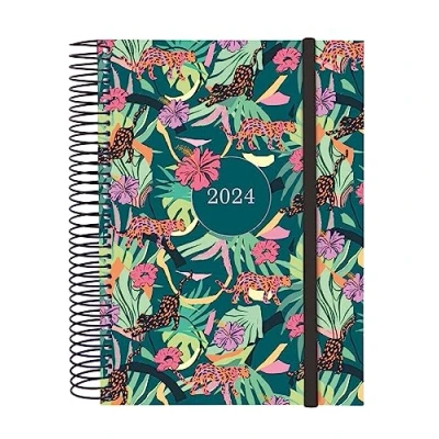 Afbeelding van Finocam Agenda Espiral Design Collection 2024 1 dag per pagina januari december (12 maanden) Oerwoud internationaal