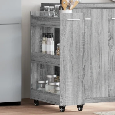 Afbeelding van Kast met wieltjes 60x22x79 bewerkt hout grijs sonoma