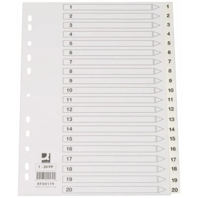 Afbeelding van Q connect Tabbladen Set 1 20, Met Indexblad, Ft A4, Wit