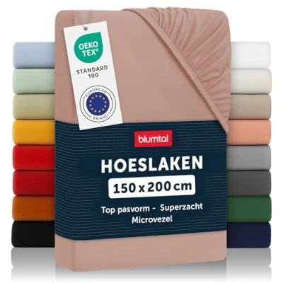 Afbeelding van Blumtal Hoeslaken Microvezel 150 x 200 cm Oeko Tex gecertificeerd tot 25 Matrashoogte rose
