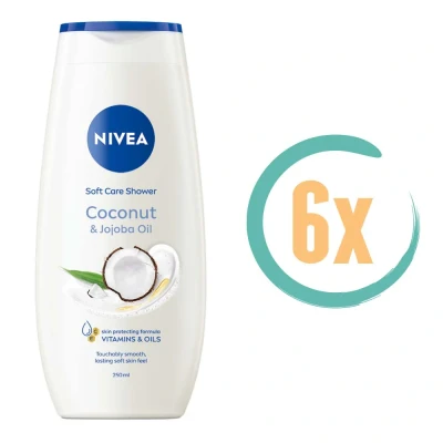 Afbeelding van Nivea Caring Shower Cream 250 ml Coconut &amp; Jojoba (6 stuks)