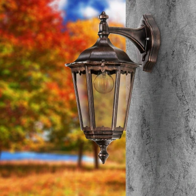 Afbeelding van LCD Buitenwandlamp 1121 lantaarn hangend zwart koper