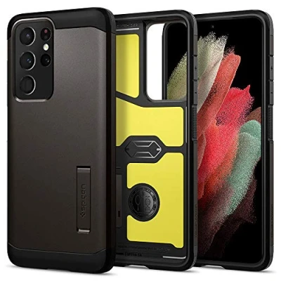Afbeelding van Samsung Galaxy S21 Ultra Hoesje Kunststof Spigen Hardcase/Backcover Grijs Telefoonhoesje Shockproof/Valbescherming