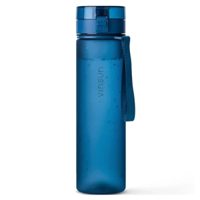 Afbeelding van VINSUN Drinkfles 1L Donkerblauw Lekvrij, Koolzuurhoudend, BPA Vrij, Tritan, Bediening met één Hand Lichtgewicht Waterfles voor Sport, School, Universiteit, Fiets